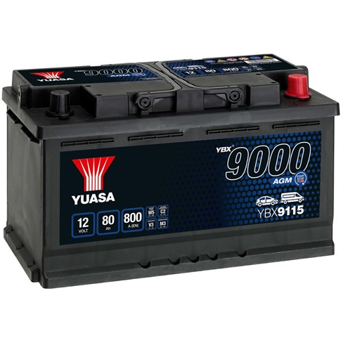 Akumulator YUASA Start Stop AGM 12V- 80Ah D+ 317x175x190